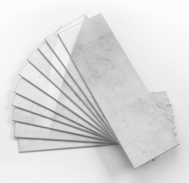 Tilingview 30 PCS Peel and Stick Backsplash Tile for Kitchen/Bathroom/Living Room, 3"x 9" Self-Adhesive Subway Tile for Backsplash, Imitation Glazed Tiles/Handmade Tiles (Glossy Light Gray) - Image 1